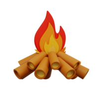 acampar fuego 3d icono png