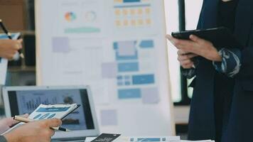 Team of Creative Web Graphic Designer planning, drawing website ux app for mobile phone application and development template layout, process to developing prototype wireframe, User experience concept. video