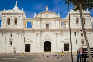 Colonial cathedral, Leon Nicaragua cathedral, view of a cathedral with blue sky. Leon, Nicaragua, Wednesday 12 of april 2023 photo