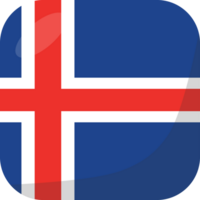 Islande drapeau carré 3d dessin animé style. png