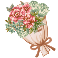 arrangement minable élégant fleur Rose fleur rétro ancien salutations bouquet Valentin png