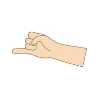 Isolated gesture of reconciliation with extended little finger. Vector illustration beige color.