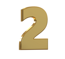 3D Number 1 to 9 with style color gold png