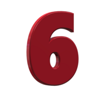 3D Number 1 to 9 with style color red png