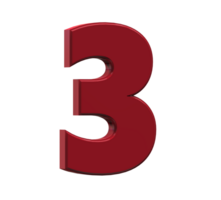 3D Number 1 to 9 with style color red png