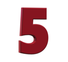 3D Number 1 to 9 with style color red png