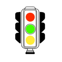 infografía tráfico ligero con símbolo en amarillo, rojo, y verde color. detener, advertencia, y Vamos firmar en dibujos animados, ai generativo png