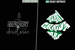 Merry Christmas T shirt , 3D text Effect vector