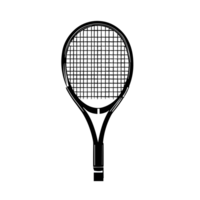 tenis raqueta negro silueta, icono aislado. sencillo plano diseño. ai generativo png