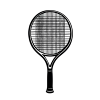 tenis raqueta negro silueta, icono aislado. sencillo plano diseño. ai generativo png