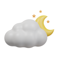 Stars moon with cloud 3d icon. png