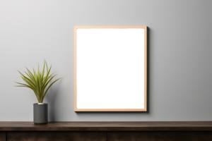 minimalistische stijl muur kunst poster mockup sjabloon, ai gegenereerd png