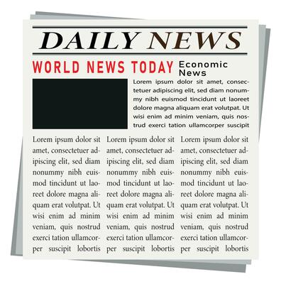 Daily Newspaper pages template, Newspaper headline, Newsprint vector illustration.