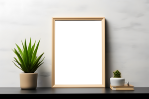 mockup sjabloon voor minimalistische muur kunst poster, ai gegenereerd png