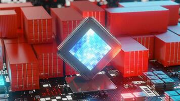 Chipset and container for export import semiconductor, 3d rendering video