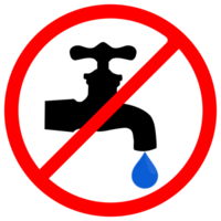 Nee water icoon-niet wast water- verbod teken png