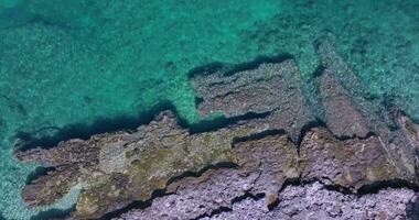 vertical zumbido vídeo terminado un tramo de costa cerca el pueblo de pula en istria video