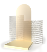 Square stone podium platform with textured figures for product presentation isolated on transparent background render png