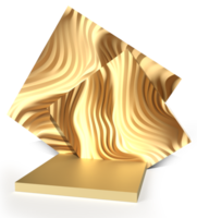 Gold square podium platform with textured figures for product presentation isolated on transparent background render png