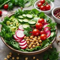 Cobb salad on a plate on a white background Ai Generative photo