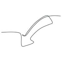 One line continuous drawing of arrow pointing down. Linear drawing of cursor arrow. Editable stroke. Vector