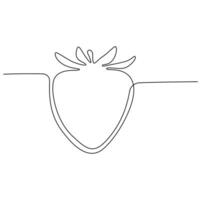 Single one line drawing of strawberry.  Continuous linear hand drawn berry. Editable stroke. vector illustration