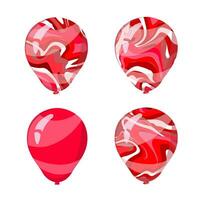 Set of red marble balloons. Vector illustration for card, party, design, flyer, poster, decor, banner, web, advertising