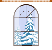 Winter window. Window with winter view. Snow. Hygge concept. Cozy autumn days png