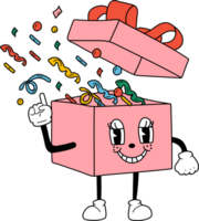Cute Cartoon box gift character. Happy and cheerful emotions png