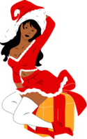 Girl is dressed in a sexy Christmas dress. Cute ladies. Pin-up, retro style png