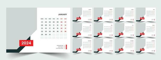 Planner template with calendar for 2024 year vector