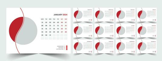 Planner template with calendar for 2024 year vector