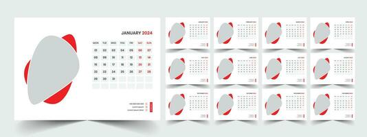 Planner template with calendar for 2024 year vector
