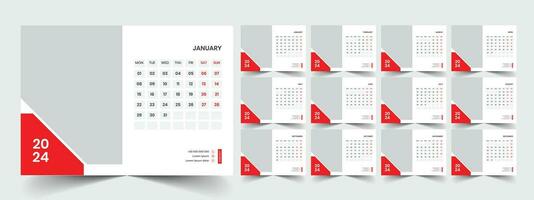 Planner template with calendar for 2024 year vector