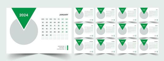 Planner template with calendar for 2024 year vector