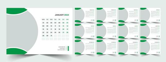 Planner template with calendar for 2024 year vector