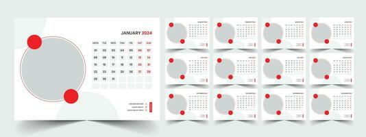 Planner template with calendar for 2024 year vector