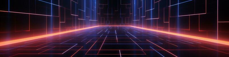 Neon technology background, empty space, futuristic style photo