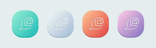 Mention line icon in flat design style. At signs vector illustration.