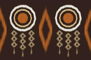Ethnic Ikat fabric pattern geometric style.African Ikat embroidery brown Ethnic oriental pattern brown background. Abstract,vector,illustration.Texture,wallpaper,frame,decoration,carpet,motif. vector
