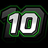 Simple And Shiny Racing Ten Number Vector Clipart Decal Design