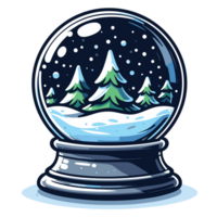 Trees And Mountain Inside Snow Globe Clipart - Ai Generative png