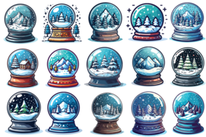 des arbres et Montagne à l'intérieur neige globe clipart - ai génératif png