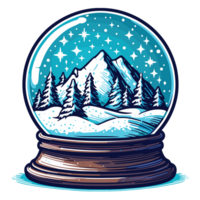 Trees And Mountain Inside Snow Globe Clipart - Ai Generative png