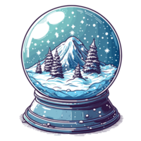 Trees And Mountain Inside Snow Globe Clipart - Ai Generative png