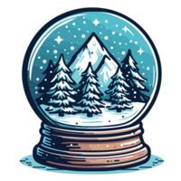 Trees And Mountain Inside Snow Globe Clipart - Ai Generative png