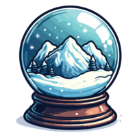 Trees And Mountain Inside Snow Globe Clipart - Ai Generative png
