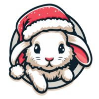 Beautiful Rabbit Wearing Santa Hat - Ai Generative png