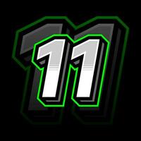 Simple And Shiny Racing Eleven Number Vector Clipart Decal Design