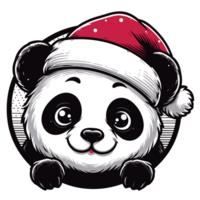 mooi Kerstmis panda vervelend de kerstman hoed - ai generatief png